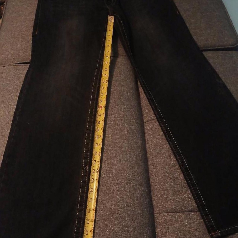 True Religion black jeans with orange budda graphic on the back pocket Size 38 - Picture 3 of 5